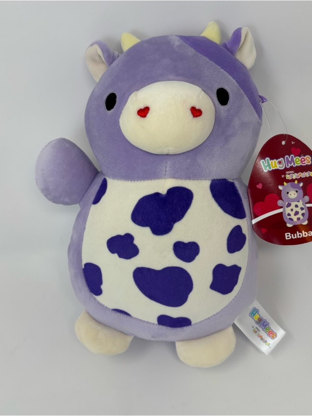 NEW Squishmallows Hug Mees 10" Bubba the Purple Cow Valentines Day Plush Toy NWT